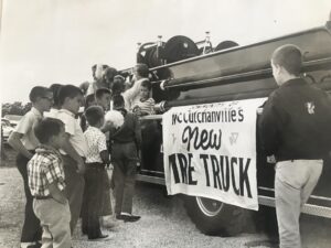 McCutchanville displaying their new fire truck