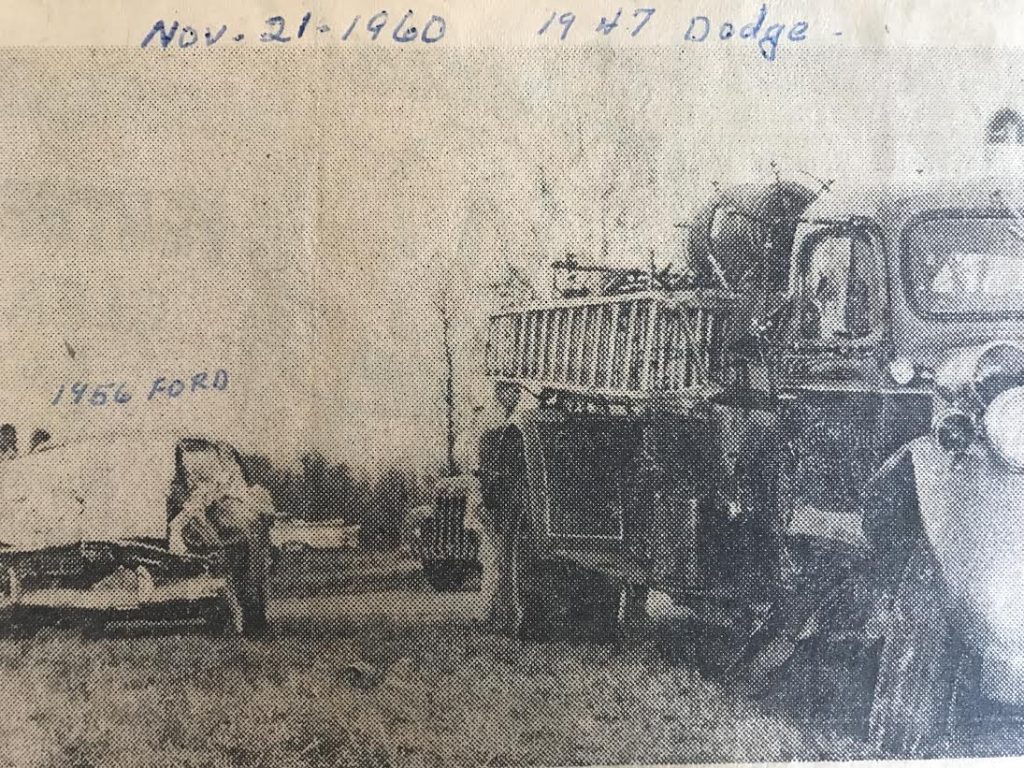 Picture from newspaper article covering McCutchanville’s accident on 41